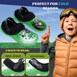 Minecraft Boys Winter Clogs Fleece Lining & Charms, Kids Teens Garden Shoes Slip On with Strap