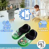 Minecraft Boys Winter Clogs Fleece Lining & Charms, Kids Teens Garden Shoes Slip On with Strap