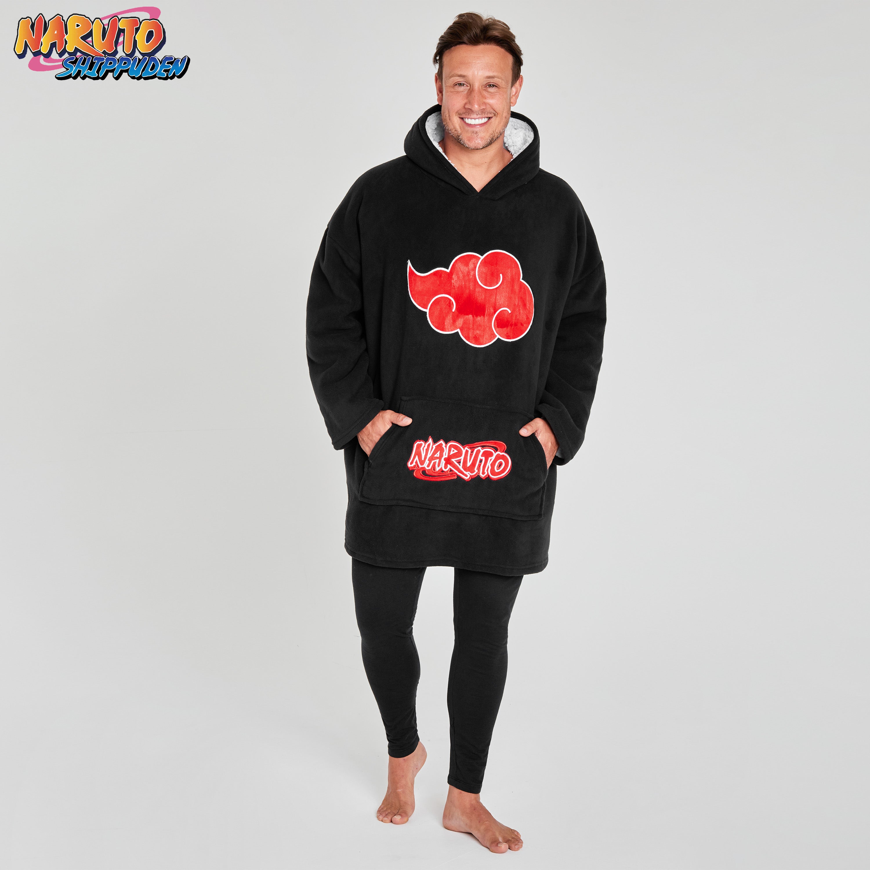 Naruto Blanket Hoodie for Men - Black/Red - Get Trend