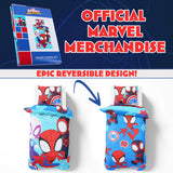 Marvel Spiderman Duvet Cover and Pillowcase Set Kids Teens Bedding Bedroom Accessories - Single Size (Blue Spidey)