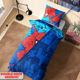 Marvel Spiderman Duvet Cover and Pillowcase Set Kids Teens Bedding Bedroom Accessories - Single Size (Blue Spiderman)