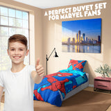 Marvel Spiderman Duvet Cover and Pillowcase Set Kids Teens Bedding Bedroom Accessories - Single Size (Blue Spiderman)