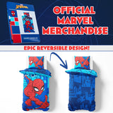 Marvel Spiderman Duvet Cover and Pillowcase Set Kids Teens Bedding Bedroom Accessories - Single Size (Blue Spiderman)