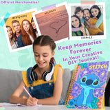 Disney Stitch DIY Journal Kit for Kids Teens A5 Diary Art Supplies Stickers Sticky Notes Keyring Coloured Pens Arts and Crafts Stitch Gifts