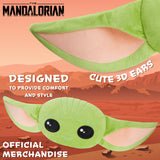 Disney Mandalorian Baby Yoda 3D Plush Pillow Cushions for Bed, Kids Bedroom Accessories 94 x 39cm - Star Wars Gifts for Boys (Green)