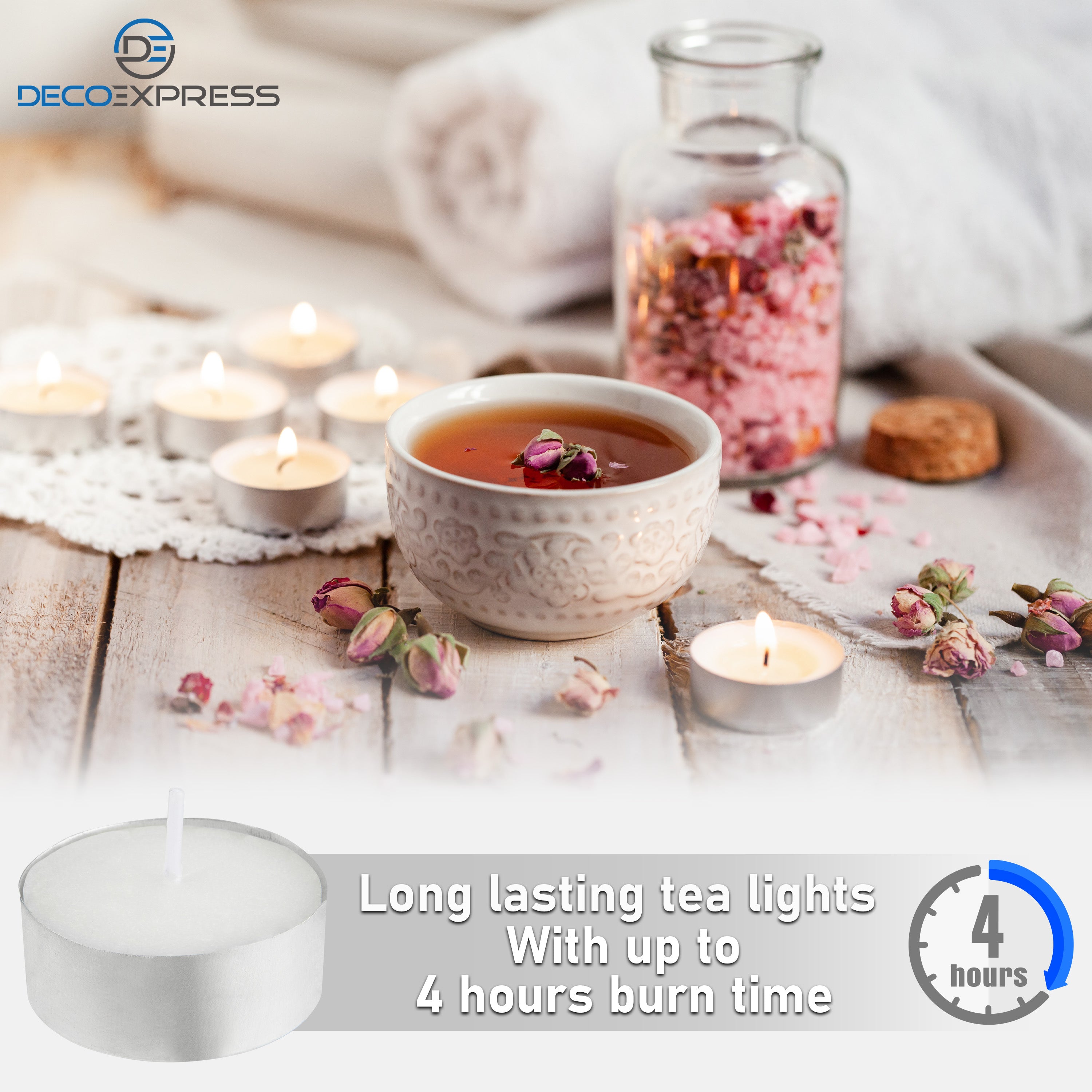 Tealight Candles Multipack - White, Pack of 100 - 4 Hours - Get Trend