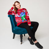 Disney Stitch Womens Christmas Jumper Crew Neck with Long Sleeves for Adults Teens