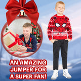 Marvel Spiderman Boys Knitted Christmas Jumper, Cosy Festive Xmas Sweater