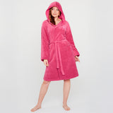 Barbie Womens Fleece Dressing Gown with Hood, Cosy Bathrobe Fluffy Loungewear Robe Nightwear - Gifts for Her