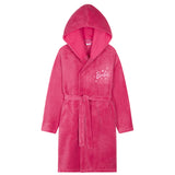 Barbie Girls Teenagers Fleece Dressing Gown with Hood & Pockets, Cosy Robe Fluffy Loungewear Nightwear - Gifts for Girls