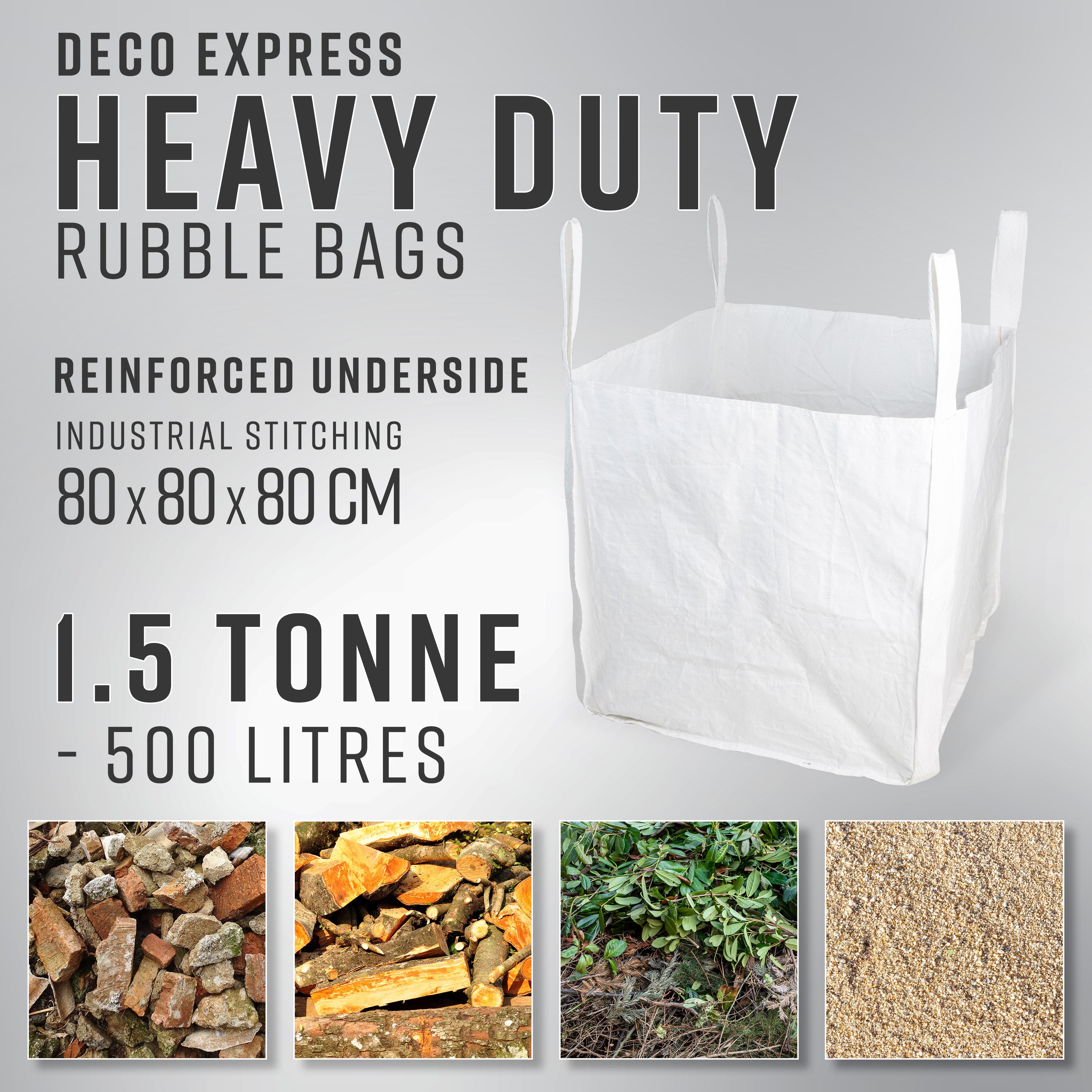 Deco Express Garden Waste Bags - Heavy Duty Bags - White 1.5T - 1 Pack - Get Trend