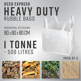 Deco Express Garden Waste Bags - Heavy Duty Bags - White 1T - 5 Pack - Get Trend