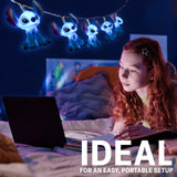 Disney Stitch LED String Lights 10 pcs, Fairy Lights Kids Teenagers Adults 150cm, Indoor Bedroom Dorm Decor Accessories