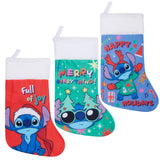 Disney Stitch Christmas Stockings for Kids Teens Adults Set of 3, Cute Festive Hanging Festive Decor Xmas Stockings