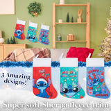 Disney Stitch Christmas Stockings for Kids Teens Adults Set of 3, Cute Festive Hanging Festive Decor Xmas Stockings