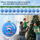 Disney Stitch Tree Baubles Christmas Decorations Pack of 10 Festive Hanging Ornament Balls Xmas Gifts