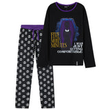 Wednesday Girls Pyjamas - Long Sleeve & Bottoms PJs - Black/Skull - Get Trend