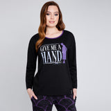 Wednesday Ladies Pyjamas Set - Black/Hand - Get Trend