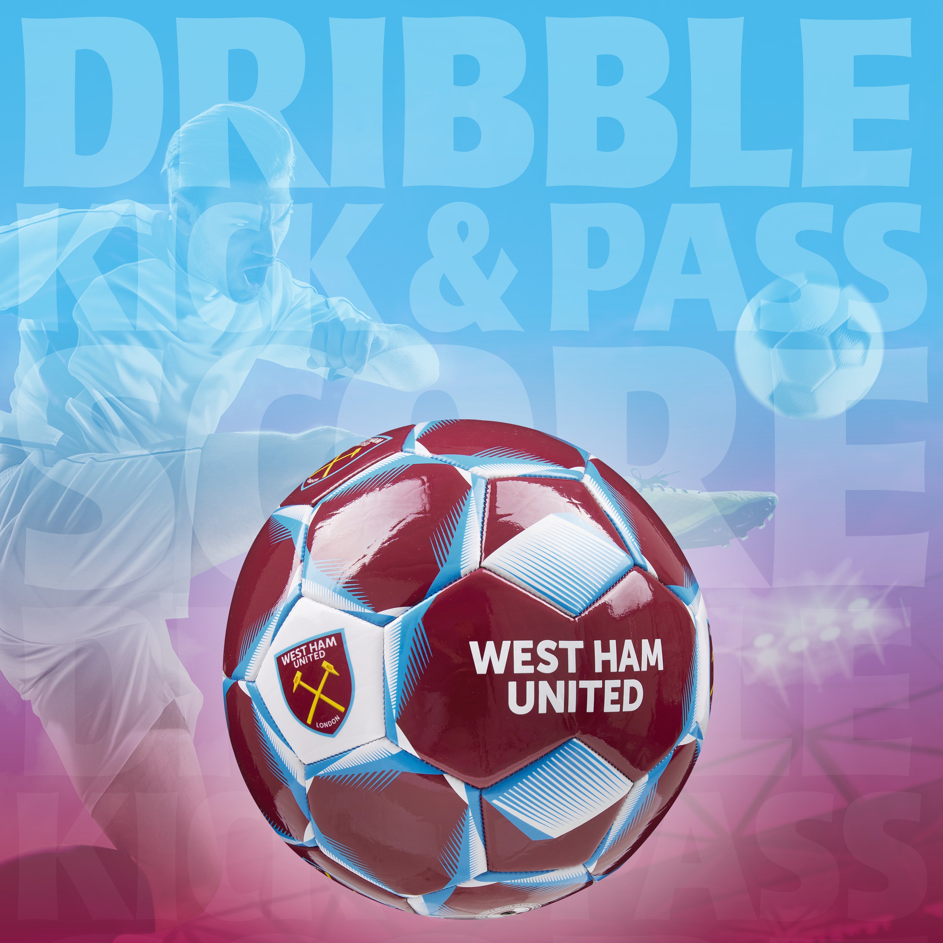 West Ham United F.C. Football Soccer Ball for Adults & Teenagers - Size 3 - Get Trend