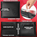 Arsenal F.C. Sports Fan Wallet Accessories Set with Card Slots & Coin Pocket.