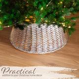 DECO EXPRESS Christmas Tree Skirt Woven Tree Cover Stand Festive Cover Decoration - Range of Sizes (Beige - Top Inner 40cm/Base Inner 56.5cm)