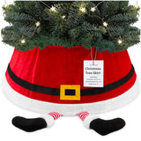 DECO EXPRESS Christmas Tree Skirt - Funny Christmas Santa Tree Cover - Festive Cover Decoration - (Red Santa - Top 42cm/Base 56.5cm)